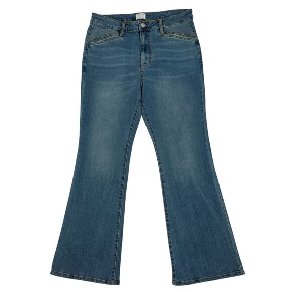 Time And Tru Womens Flared Denim Jeans Size 12 Short Cotton Blend Blue. - Picture 1 of 8